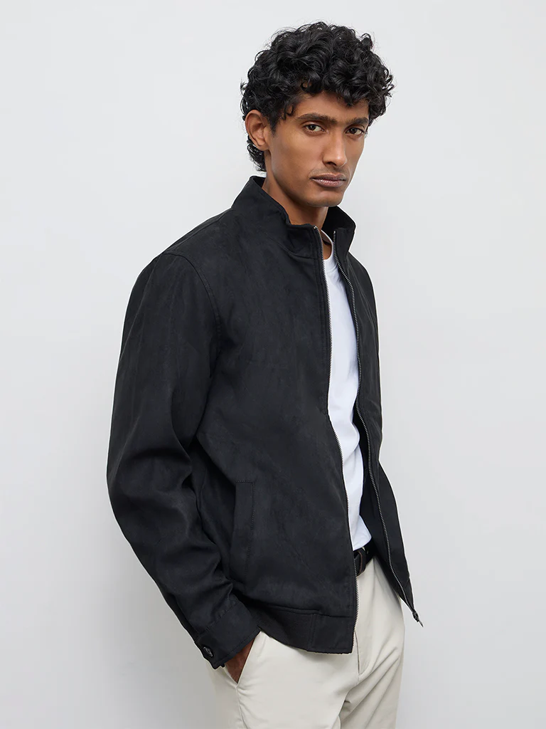 Ascot Black Suede Relaxed-Fit Jacket