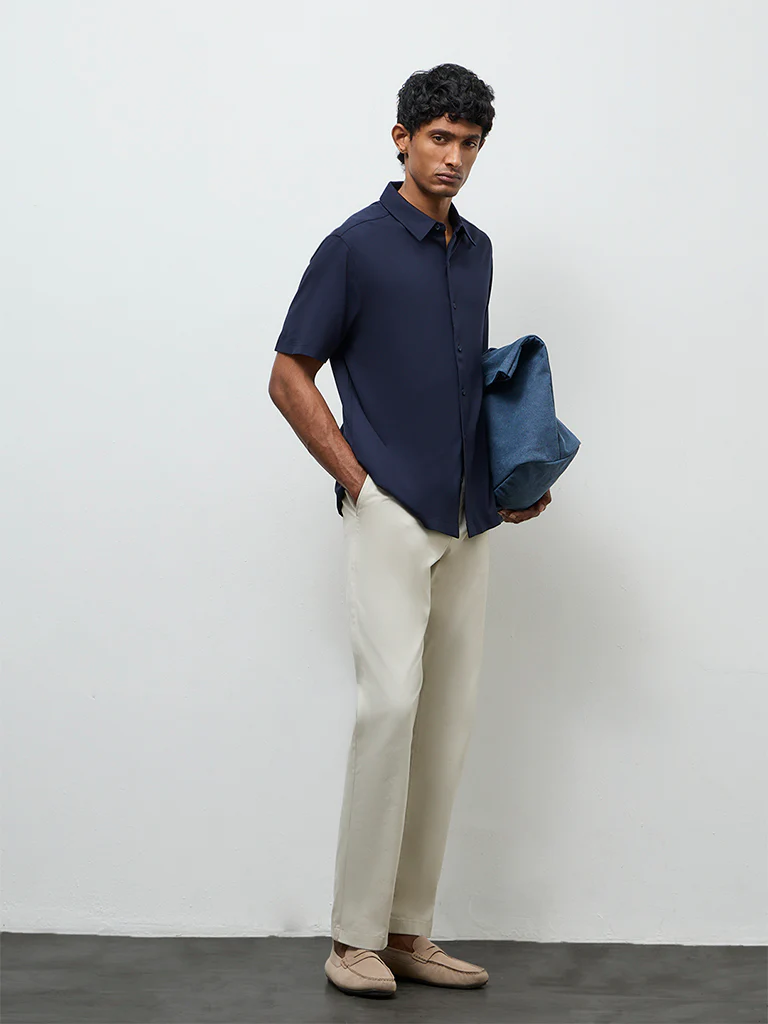 Ascot Navy Relaxed Fit Shirt