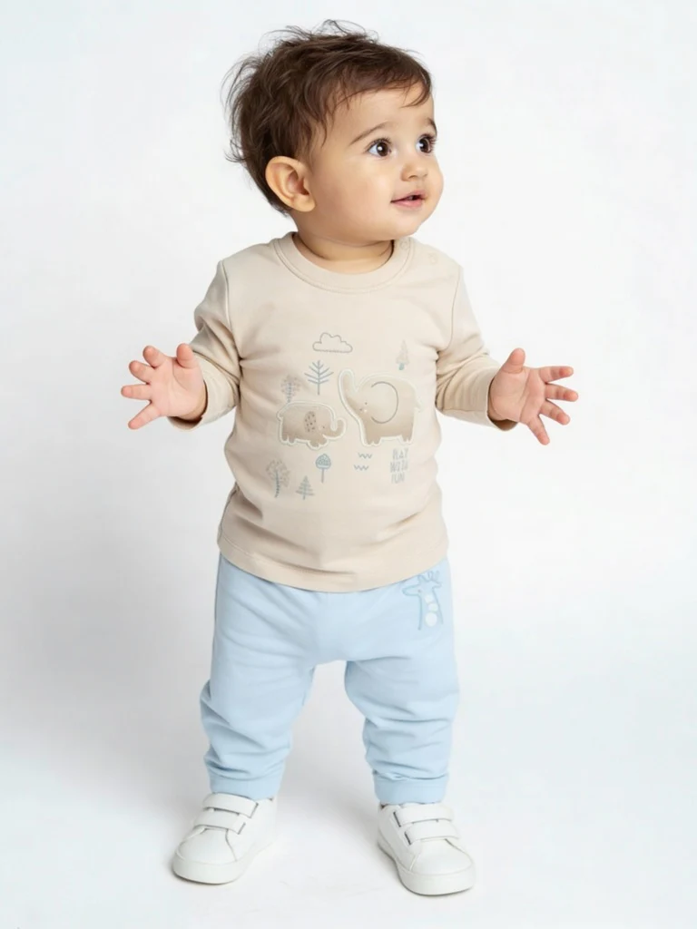 HOP Baby Boys Multicolour Printed Mid-Rise Cotton Pants - Pack of 5