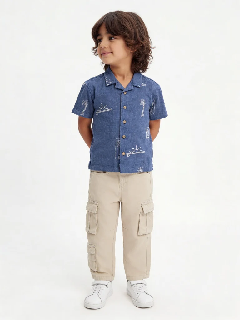 HOP Kids Boys Off-White Mid-Rise Relaxed-Fit Jeans