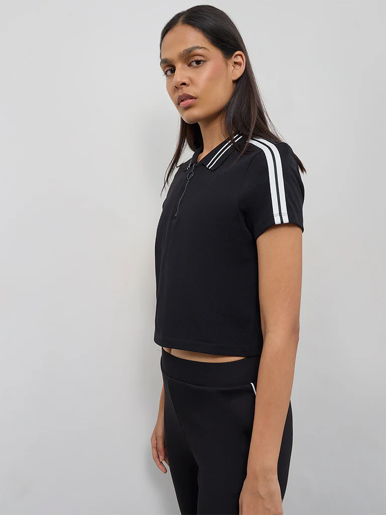 Nuoflexx Black Striped Cotton T-Shirt