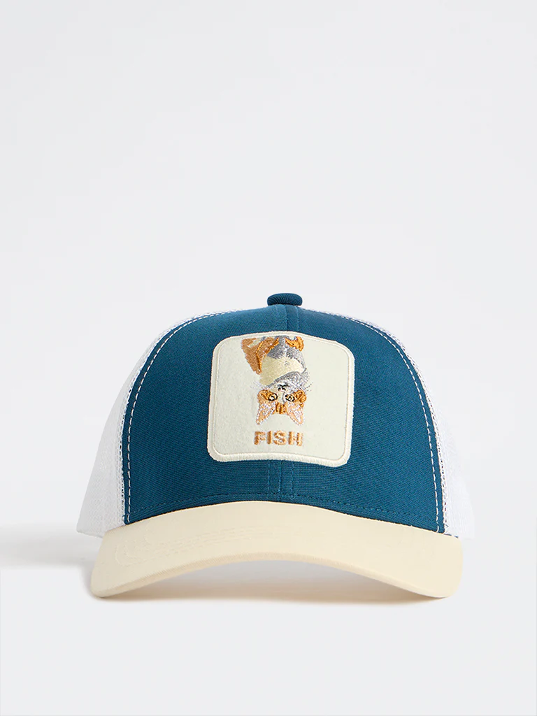 Nuon Blue Cat Embroidered Trucker Cap
