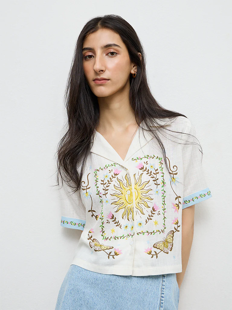 Nuon Off-White Printed Shirt