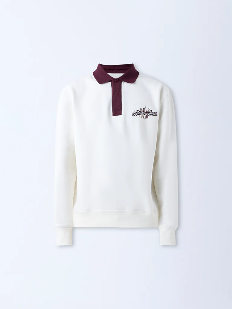 Nuon Off-White Relaxed-Fit Cotton-Blend Sweatshirt - Image 5