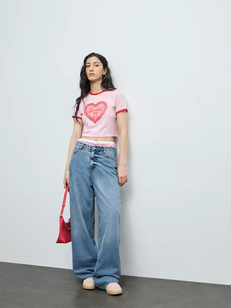 Nuon Pink Printed Cotton-Blend T-Shirt