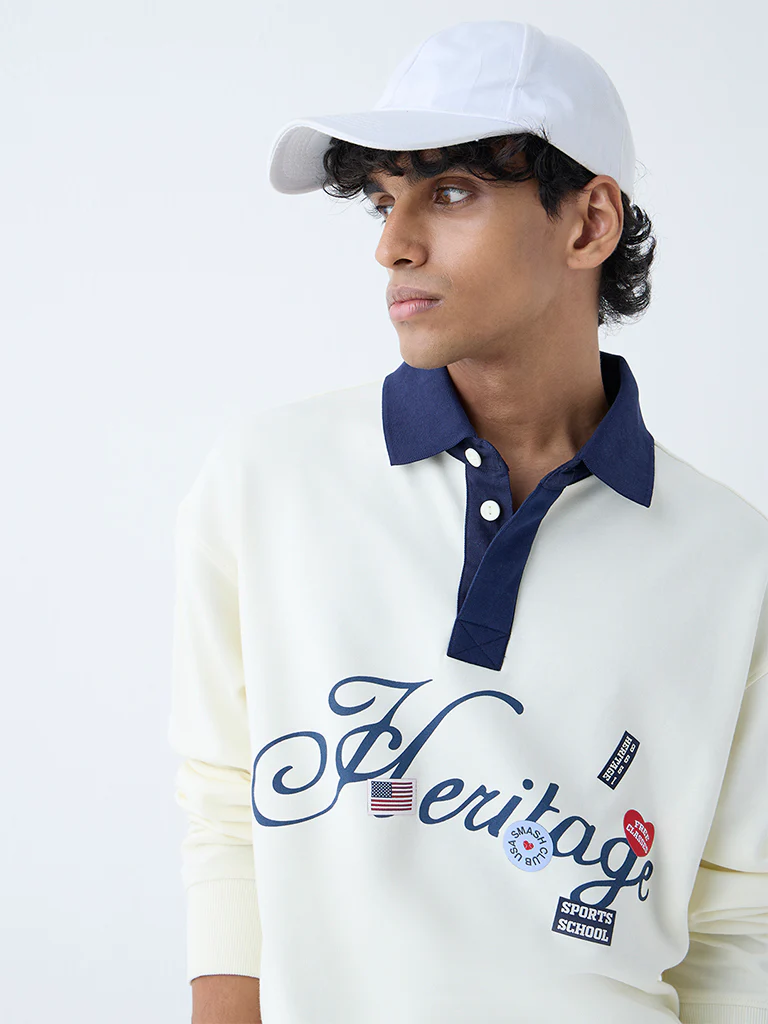 Nuon White Relaxed-Fit Cotton-Blend Polo T-Shirt - Image 3
