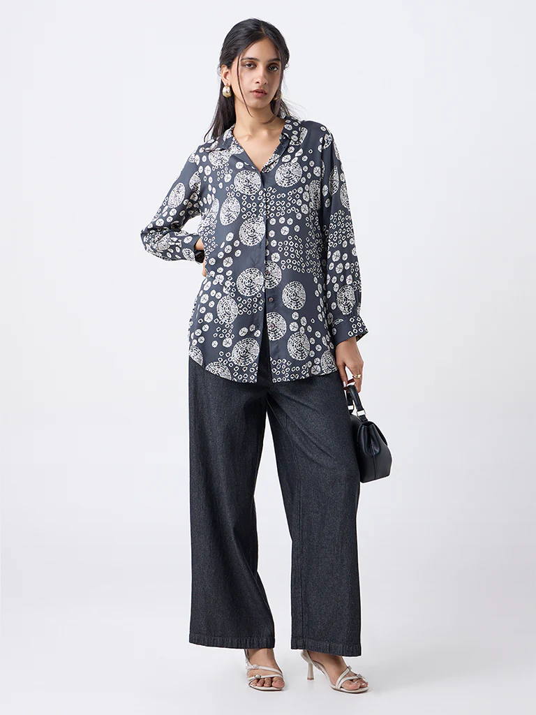 Utsa Charcoal Printed Tunic