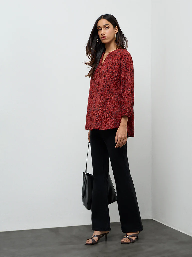 Utsa Rust Printed Tunic