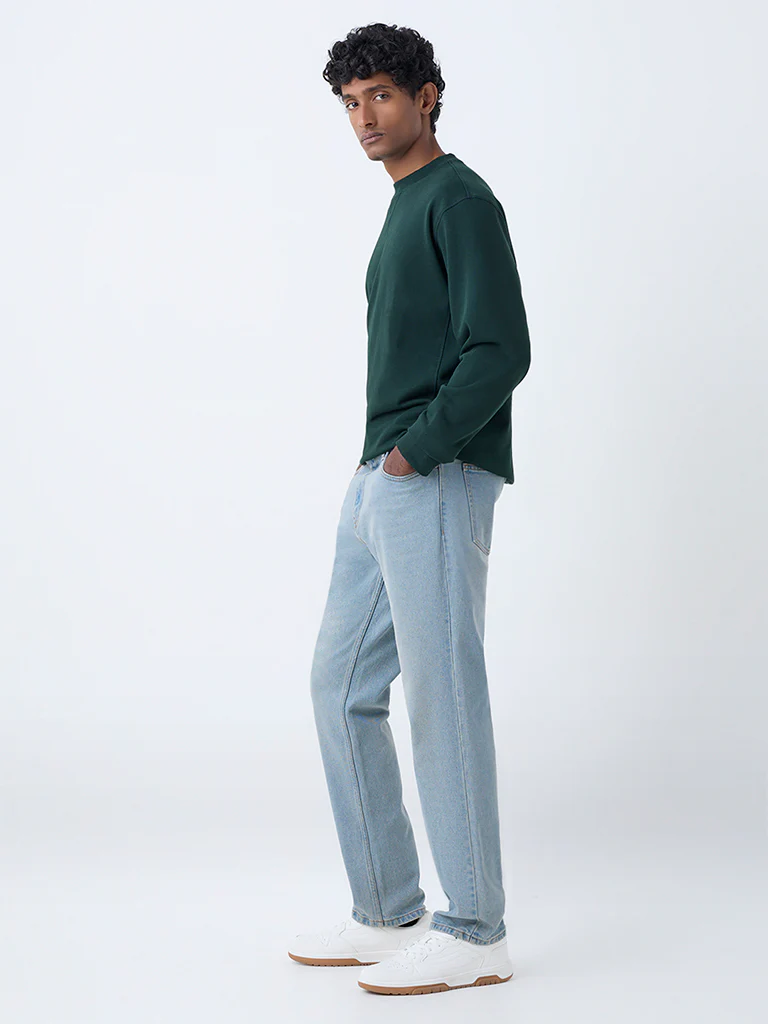 WES Casuals Dark Green Relaxed-Fit Cotton-Blend Sweatshirt