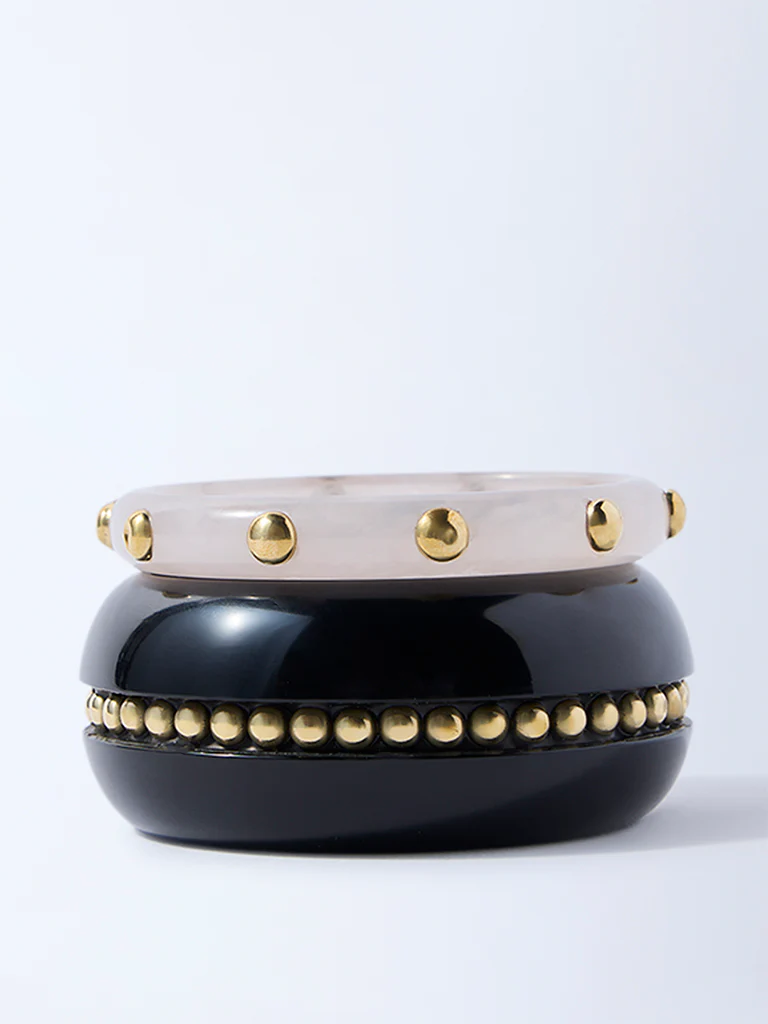 Westside Accessories Black Resin and Metal Stud Bangles - Pack of 2