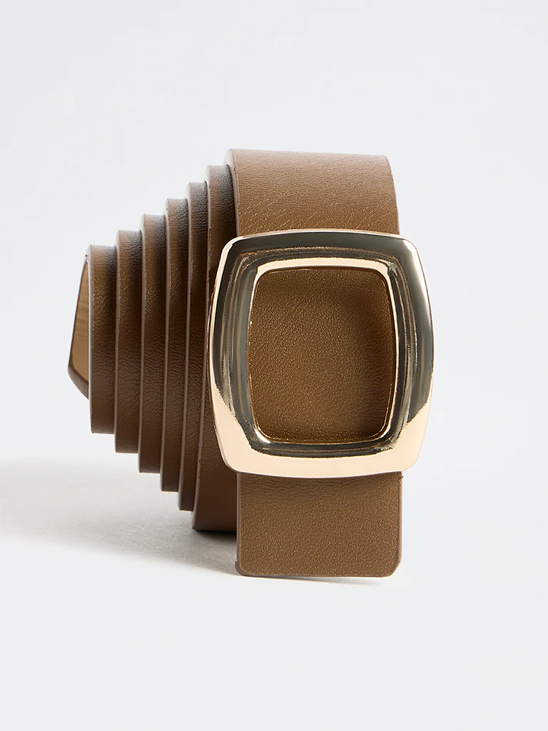 Westside Accessories Brown Square Buckle Belt