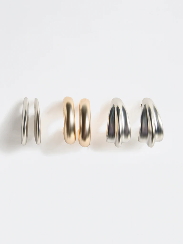 Westside Accessories Gold and Silver Multi-Hoop Earrings - Pack of 3