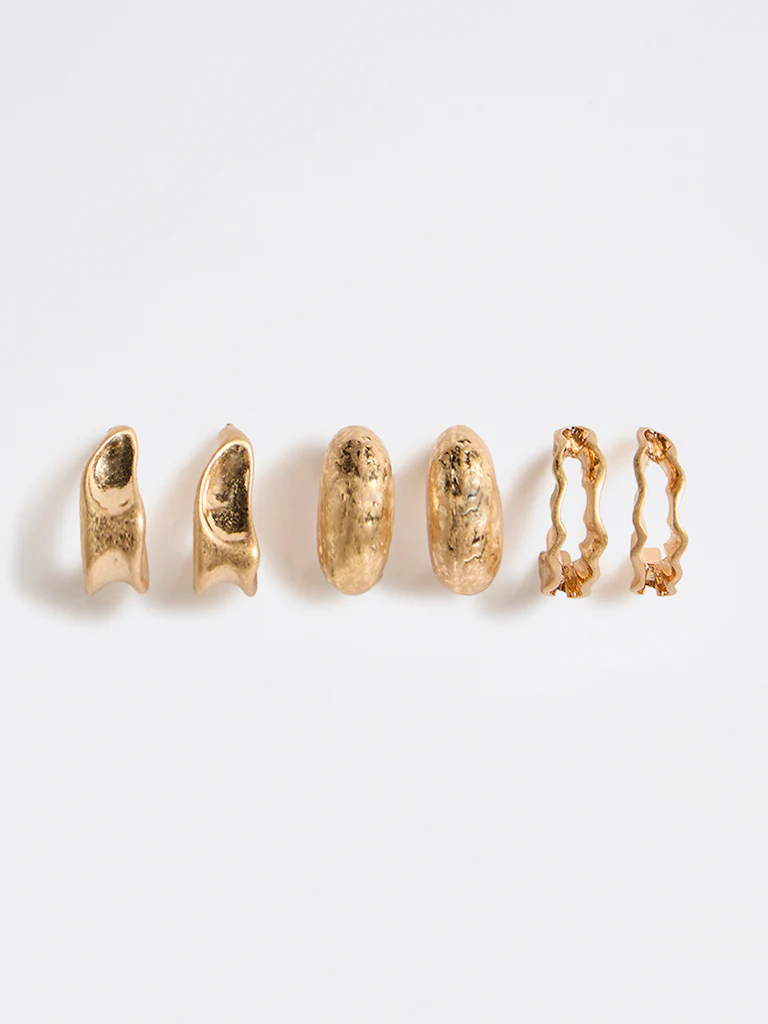 Westside Accessories Gold Multi Hoop Earrings - Pack of 3