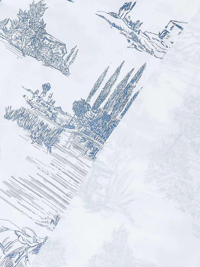 Westside Home Blue Toile Printed Queen Bed Sheet Set - Image 4