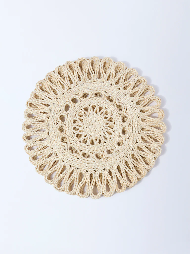 Westside Home Cream Woven-Textured Placemats (Set of 2)