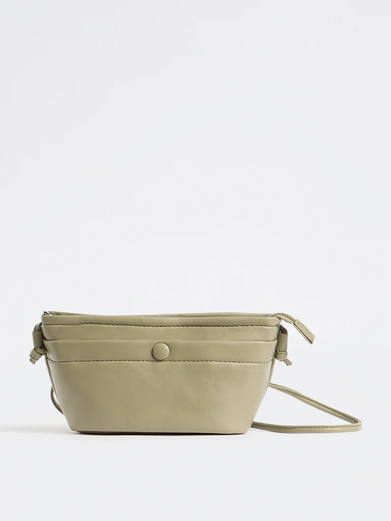 Westside Olive Button-Detail Sling Bag