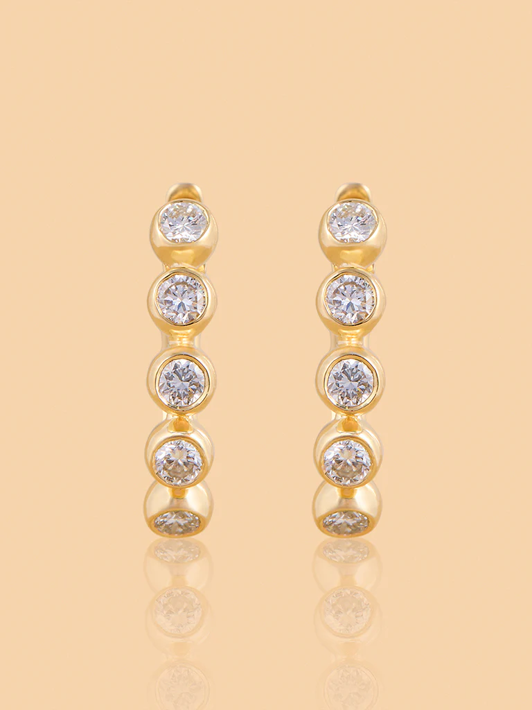 Huggie Bezel Set Lab Diamond Earrings