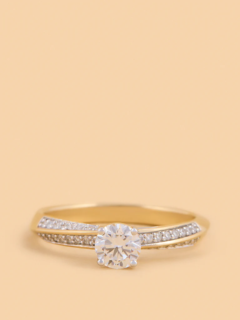 Radiant Round Gold Plated Lab Diamond Solitaire Ring - Image 3