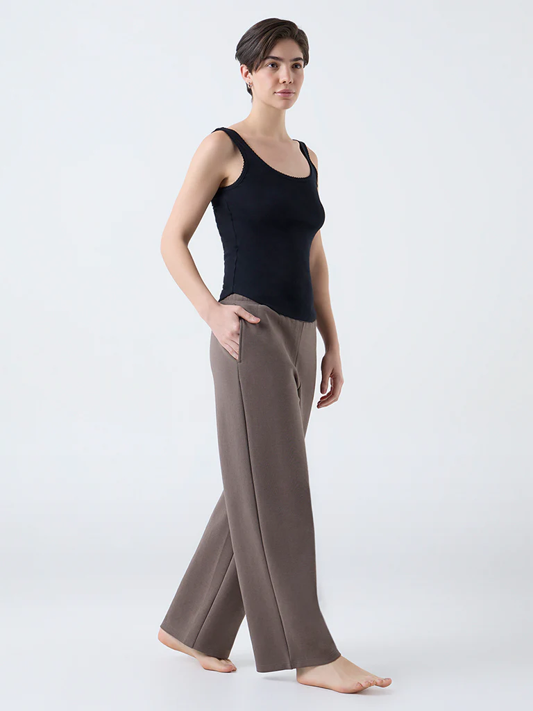 Wunderlove Black Solid Cotton Camisole